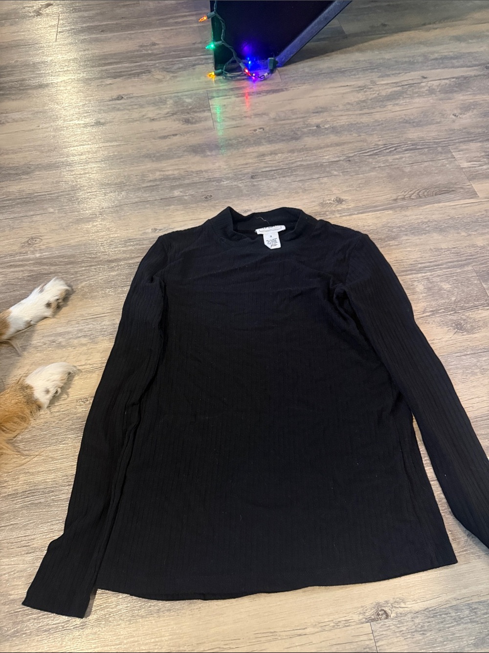 For The Republic Black Ribbed Long-Sleeve Tee
